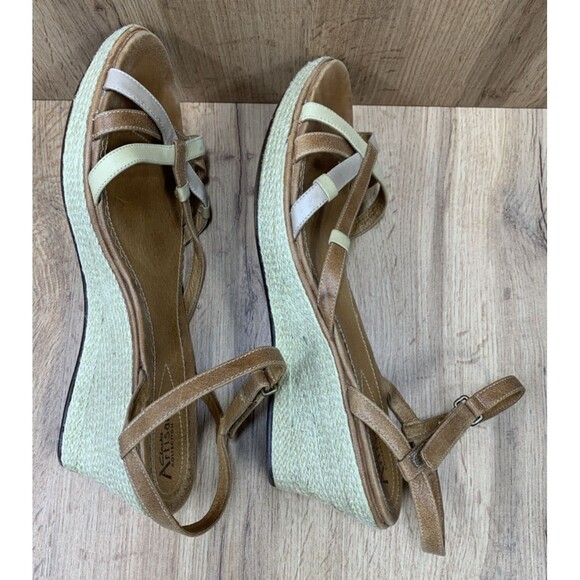 Clarks Artisan Collection Women's Espadrille Wedge Sandals Hook & Loop Brown 12M - Picture 15 of 16